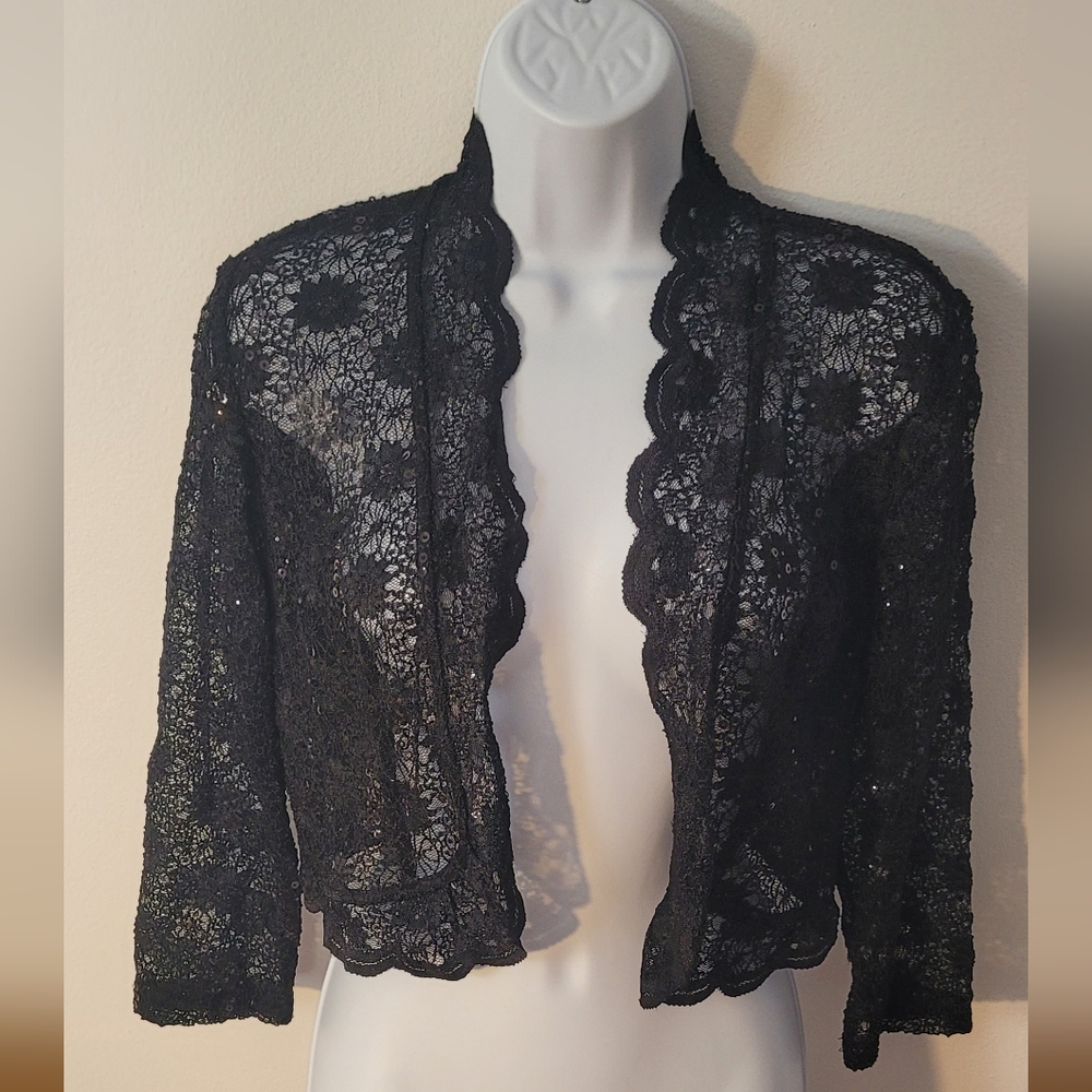 Black Lace and Sequin Jacket in Women's Size Small